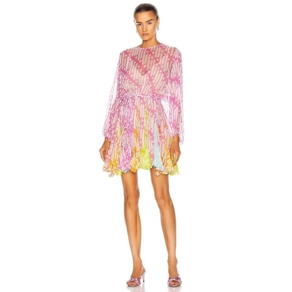 RHODE Ella Printed Crinkle Chiffon Mini Dress - Picture 1 of 11